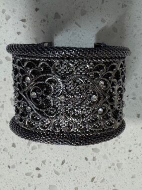 Silver Tone Filigree Cuff Bracelet